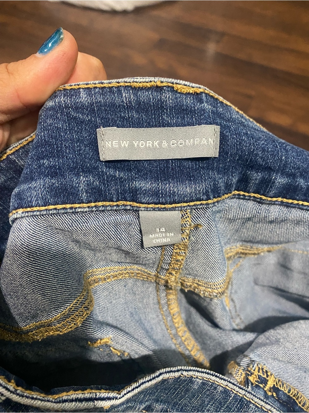 New York & Company Blue Denim Mini Skirt - Picture 5 of 6